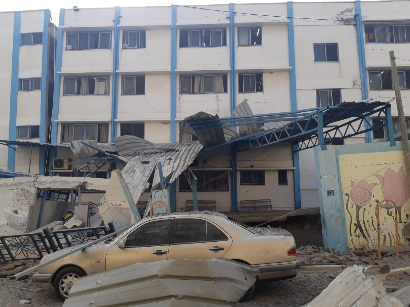 Las instalaciones de UNRWA en Gaza dañada por los bombardeos del ejercito Israelí. Foto, Ashraf Amra / Gaza. 11 de octubre 2023.