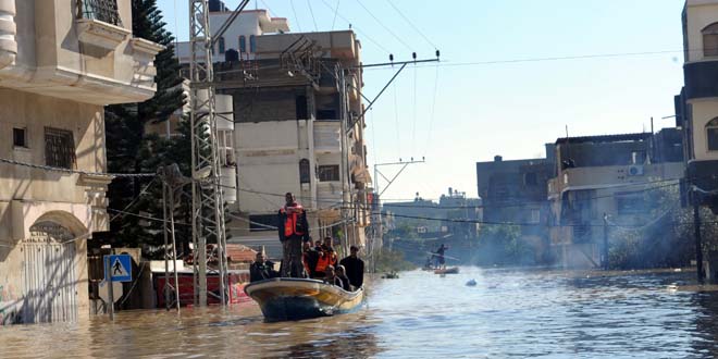 El norte de Gaza, zona catastrófica por las inundaciones