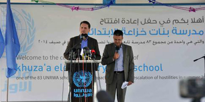 UNRWA reabre la escuela de Khuza’a en Gaza